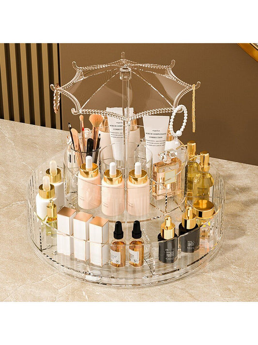ORGANIZADOR DE MAQUILLAJE Y PRODUCTOS COSMETICOS GIRATORIO DE 360° CON 2 NIVELES